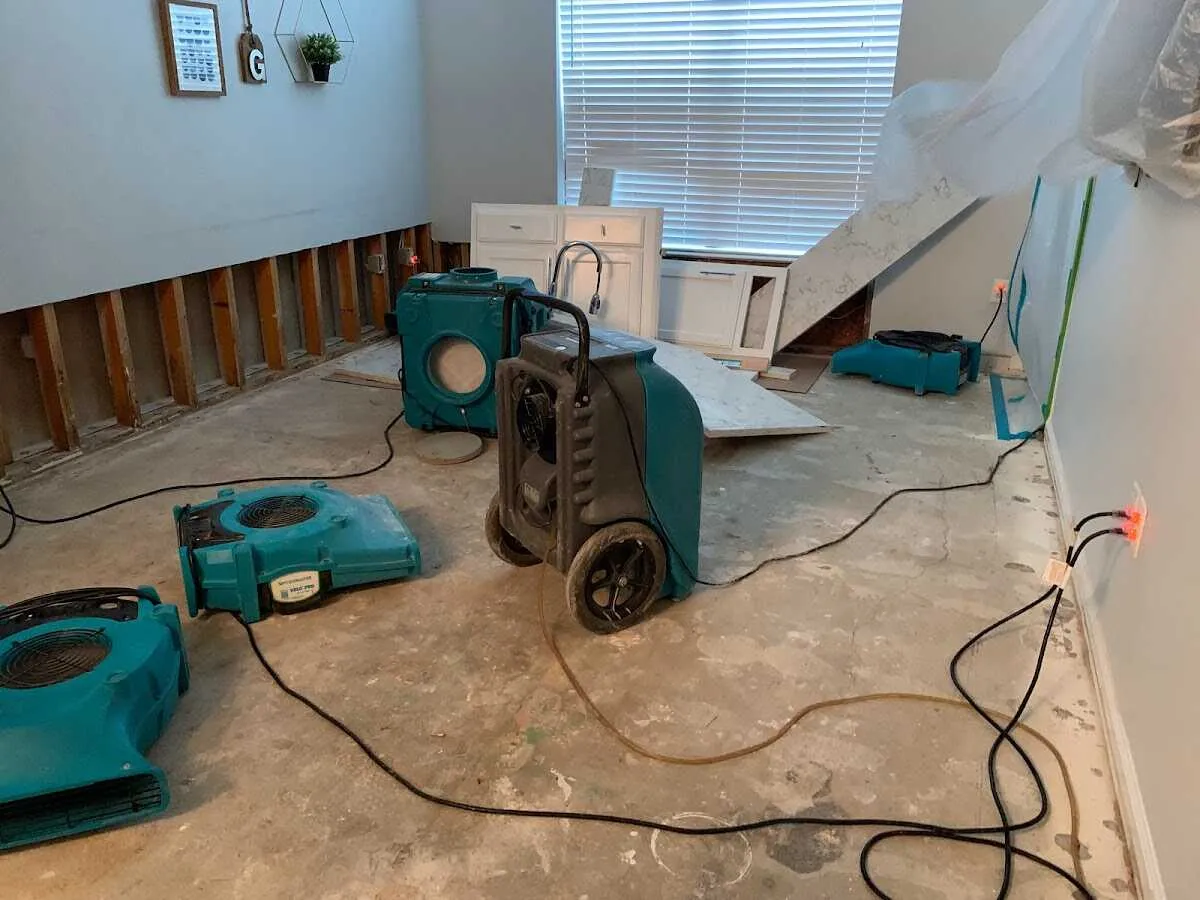 Dehumidifier in flood-cut room for Water Damage Restoration in Ojai